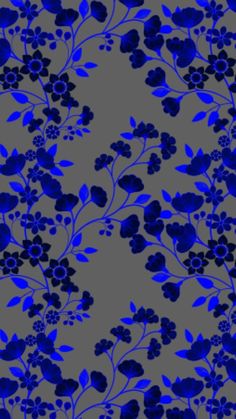 blue flowers and leaves on a gray background