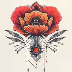 Premium Poppy Tattoo Files Fall Color Tattoo, Wait For It Tattoo, Boudica Tattoo, Line Throat Tattoo, Collar Tattoos, India Tattoo, American Traditional Flower Tattoo, Poppy Tattoo, Flowers With Moth Tattoo