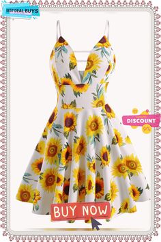 Fashion Women Summer Dress Casual Sleeveless Camis Flora Printed Mini Dress Lady Halter Waist Sunflower Sling Beach Dress Summer Dress Casual, Women Dresses Casual Summer, Women Summer Dress, Flora Print, Casual Summer Dresses, Printed Mini Dress, Women's Summer Fashion, Beach Dress, Summer Dresses For Women