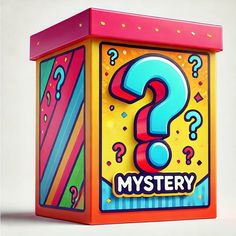 a box with a question mark on it and the word mystery in front of it