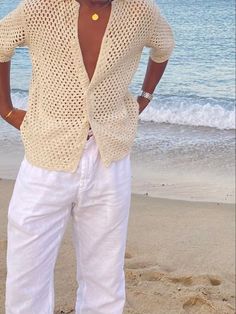 Greece Outfit Aesthetic Men, Men’s Aesthetic Beach, Hamptons Outfit Men, Summer Outfits For Men Beach, Aruba Outfits Men, Classy Beach Outfit Men, Men’s Resort Style, Beach Aesthetic Men Outfit, Old Money Swimwear Men