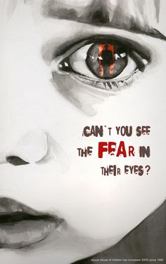 a poster with the words can't you see the fear in their eyes?