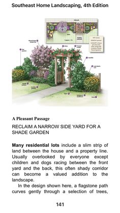 the front and back cover of a garden design book, with information about each section