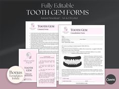 an image of tooth teeth and gums on a pink background with the text fully editable