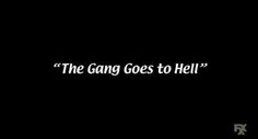 the gang goes to hell logo on a black background with white letters and an image of a