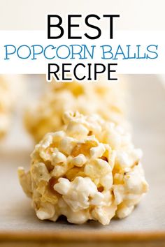 Side view of a popcorn ball on a pan. Dessert Recipes Vanilla, Homemade Popcorn Flavors, Candy Popcorn Balls, Corn Balls Recipe, Holiday Popcorn Recipes, Homemade Popcorn Balls, Popcorn Balls Recipe Easy, Homemade Baking Recipes, Marshmallow Popcorn Balls