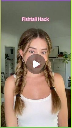 Easy Braided Pigtails, Cute Braided Hairstyles Simple, Leg Day Hairstyles, How To Fish Tail Braid Your Own Hair, Easy Fishtail Braid Hairstyles, Easy Braids To Do On Yourself Long Hair, Fishtail Pigtail Braids, Cute Hairstyles Pulled Back, Fancy French Braid