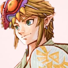 the legend of zelda is wearing a helmet and holding a shield