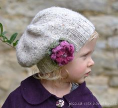 Baby, Child, Adult 'Little Petal' Slouchy Hat Aran Hat, Jessica Rose, Mens Knit, Pretty Hats, Debbie Bliss, Pdf Knitting Pattern, Paintbox Yarn, Flower Hats, Slouchy Hat