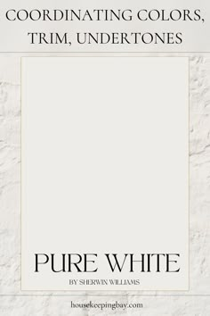 Pure White by Sherwin Williams - Coordinating Colors, Undertones, Trim Guide Natural Choice Sherwin Williams, Best Wall Colors, Neutral Wall Colors, Living Room Redesign, Trim Colors