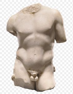 a statue of a man's torso with his hands on his hips and one hand on his hip