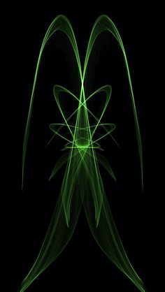 an abstract green design on a black background