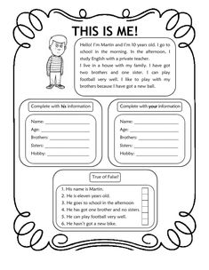 this is me worksheet for students to practice their reading skills and writing numbers