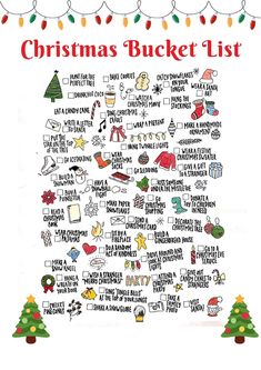 a christmas bucket list with lots of different things to do in the holiday season on it