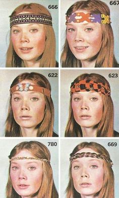 1960 Headband, 1970s Headband, 60s Hippie Fashion, Groovy Pictures, 1960s Hippie Fashion, Hippie Style 70s, Period Makeup, 1970s Models, 60s Fashion Hippie