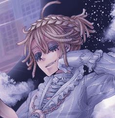 an anime character with dreadlocks in the snow