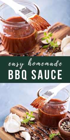 homemade bbq sauce on a cutting board