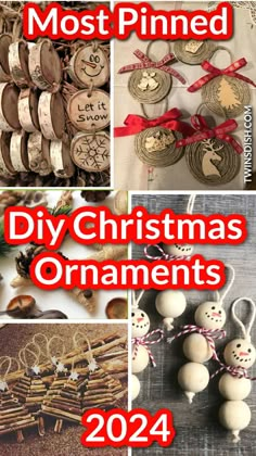 christmas ornaments are featured in this collage with the words most - pinned diy christmas ornaments