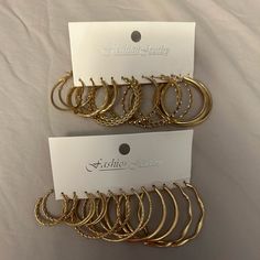 12 Pairs Of Gold Hoops! Never Worn, Brand New, No Rust. Nickel-free Gold Alloy Hoop Earrings, Accessories Jewelry Earrings, Women Accessories Jewelry, Gold Hoops, Women's Jewelry, Gold Jewelry Fashion, Jewelry Gold, Women's Accessories, Rust