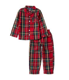 From Polo Ralph Lauren&#x2C; this 2-piece set features:Top:Plaid pajama topNotch collarLong sleeves Button-frontPolo player embroidery on the single patch pocketBottom:Matching pajama pantsCovered elastic waistbandPolo player embroidery on the left hipPull-on stylingCare:Brushed flannel recycled polyesterMachine wash/tumble dryImported. Boys Pjs, Matching Pajama, Plaid Pajama, Christmas Pjs, Plaid Pajamas, Matching Pajamas, Boys Pajamas, Long Sleeve Plaid, 2 Piece