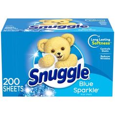 a box of snuggle blue sparkle baby wipes with a teddy bear on it