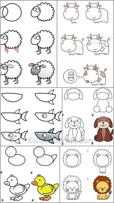 the worksheet for children to learn how to draw and paint animals in different ways