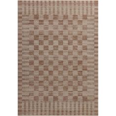 a beige and brown rug with squares on it