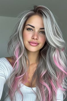 Graduation Hairstyles with Cap | Chic Ideas for Your Big Day (#103) Grey And Pink Hair, Hair Colors For Blue Eyes, Haircuts For Girls, Extension Hair, Beautiful Hair Color, Hair Styler, Chic Hairstyles, Hair And Beauty, Grey Hair Color