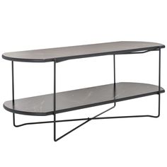 a table with two shelves on each side