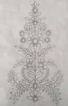 a drawing of a christmas tree made out of flowers and leaves on white paper with black ink