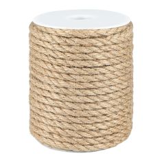 a roll of jute rope on a white background