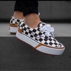 Vans Era Stacked / Platform Checkerboard ,Like New Condition With Box Figure Out My Style, Everyday Outfits Fall, Shoes Wishlist, Vans Era, Vans Black And White, Shoe Wishlist, Shoes Vans, Custom Vans