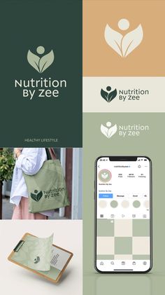 the logo for nutrition by zeee is shown on top of several different colors and shapes