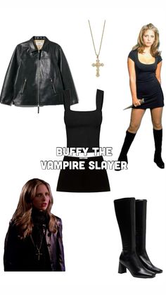 the vampire slayer costume is shown with boots