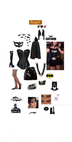 a collage of batman costumes and accessories