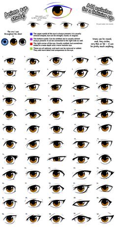 an eye chart showing the different types of eyes and how to draw them with markers