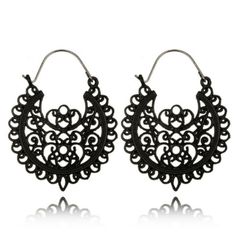 Brand New Approximately 2" Long , 55mm Beautiful Filigree Pattern Black Toned Metal Alloy I Also Have Silver And Gold/ Bronze, Silver Also Shown Most Of My Other Earrings Are Dangle Types Like These That Can Be Upgraded To Solid Sterling Silver Or 14k Gold Filled Wires So If You Have Sensitive Ears Like Me, Check My Other Items. I Have A Background In Jewelry Design In Nyc And I Buy My Ear Wires From A Legitimate Metal Source Jewelry Supplies Company. I Can't Wear Metals Other Than Stainless Ste Indian Jewelry Earrings, Yellow Jewelry, Lace Earrings, Alloy Earrings, Vintage Style Jewellery, Girl Jewelry, Hanging Earrings, Antique Earrings, Girls Earrings