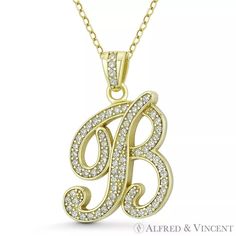 The Featured Pendant Is Cast In .925 Sterling Silver And Showcases A Cursive Script Initial "B" Design Paved W/ Cubic Zirconia Crystals. The Pendant Is Then Finished With A Sturdy Bail That Will Accommodate Most Standard Chains And Plated With 14k Yellow Gold. Product Details Product Id: Gn-Ip007-B-Diacz-Sly-Po Metal Type: .925 Sterling Silver W/ 14k Yellow Gold Gram Weight: Approx. 4.5 Grams Measurements: Total Length - 28mm (1.1in) Initial Charm - 21mm (0.8in) X 19mm (0.75in) Chain Length - No Letter B Cursive, B Cursive, Big Pearl Necklace, Wrap Choker Necklace, Initial B, B Design, Script Initial, Cursive Script, Big Pearl