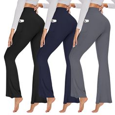 PRICES MAY VARY. 92% Polyester, 8% Spandex Imported 【2 Pockets】Introducing our latest collection of flare leggings with pockets for women! These flared leggings are not only stylish but also functional, with two convenient pockets to safely store your keys, phone, or cards during your workout. Say goodbye to worrying about losing your small essentials with these pocket leggings for women. Try our black yoga pants with pockets today! 【Super Soft】Our soft leggings for women, featuring a flare desi Flare Black Pants, Wide Leg Leggings, Workout Yoga Pants, Gym Leggings Women, Flare Yoga Pants, Yoga Pants With Pockets, Black Yoga Pants, Flared Leggings, Leggings With Pockets