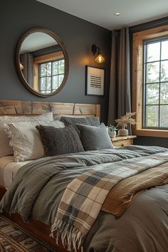 bedroom decor, mens bedroom inspiration, young male bedrooms,bedroom ideas, dark bedroom Male Bedroom Ideas, Letto King Size, Mens Bedroom, Spare Bedroom, Farmhouse Bedroom, Master Bedrooms Decor, Rustic Bedroom, Remodel Bedroom, Beautiful Bedrooms