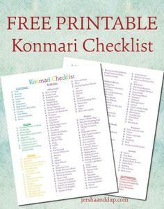 two printable kommari checklists with the text free printable kommari checklist