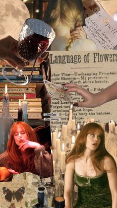 a collage of images with women and candles