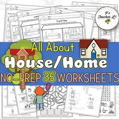 all about house / home worksheets for pre - 3rd grade students to print and color