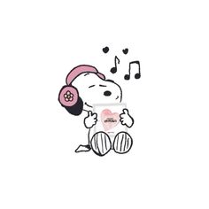 a cartoon character with headphones and music notes