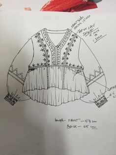 a drawing of a dress with fringes on it