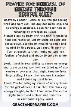 prayer for renewal of restful sleep