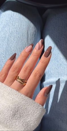 🍁🤍 November Nails Colors, November Nail, November Nail Designs, Nails Fall Nails, Brown Nail, Brown Nails Design, Nails Brown, November Nails