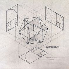 an architectural drawing of a cube and other shapes