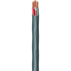 an electrical cable with three red and one blue wires in the center, on a white background