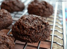 chocolate cookies cooling on a wire rack